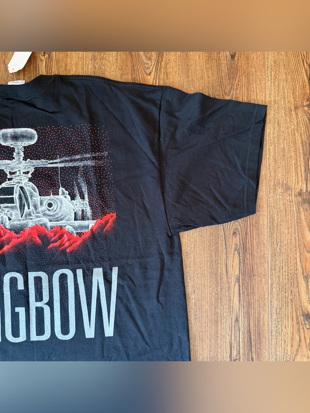 Vintage Military Mens Tshirt 64 Longbow Blackbird Helicopter Black Size 2XL - Picture 12 of 16